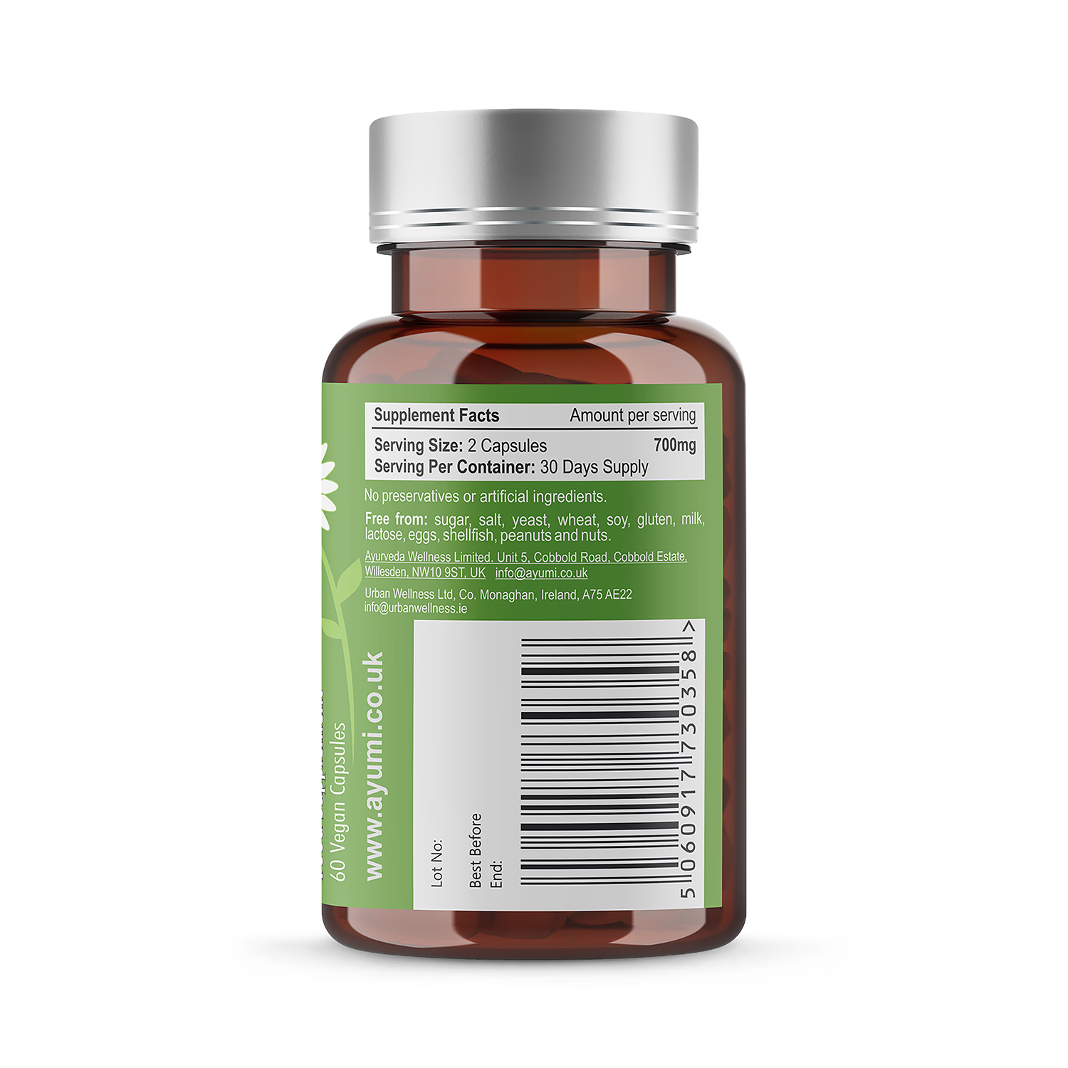 Ayumi Moringa vegan capsules 60 count high potency (British brand)