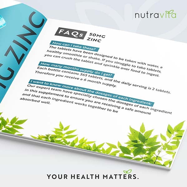 Nutravita Zinc 50mg - 365 Vegan Tablets