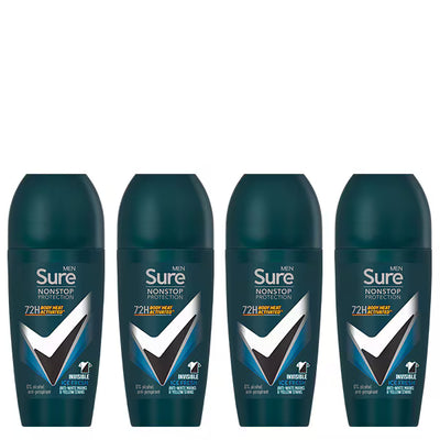 Superdrug Sure Men Nonstop Invisible Ice Roll-On 4 x 50ml- Buy online at McGrocer