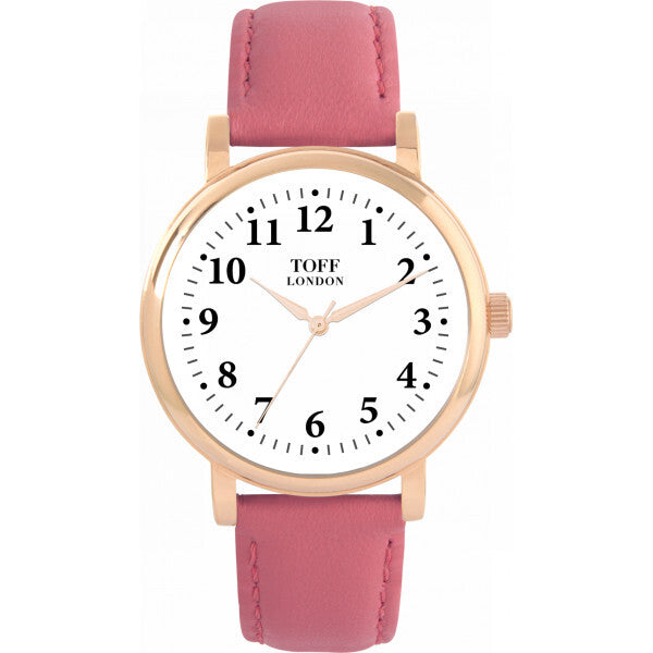 Toff London white dial ladies watch with leather strap, UK version