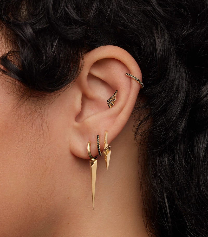 Maria Tash rose gold faceted triple spike hoop earring 9.5mm, UK version