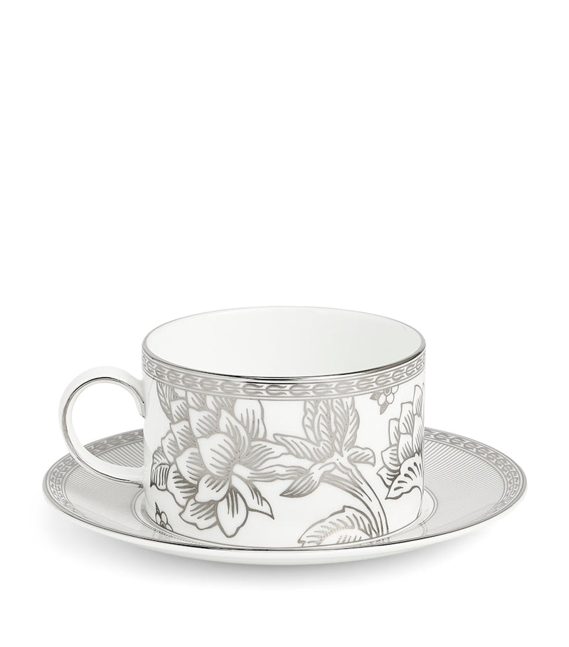 Wedgwood Silver Tonquin teacup and saucer (British brand)