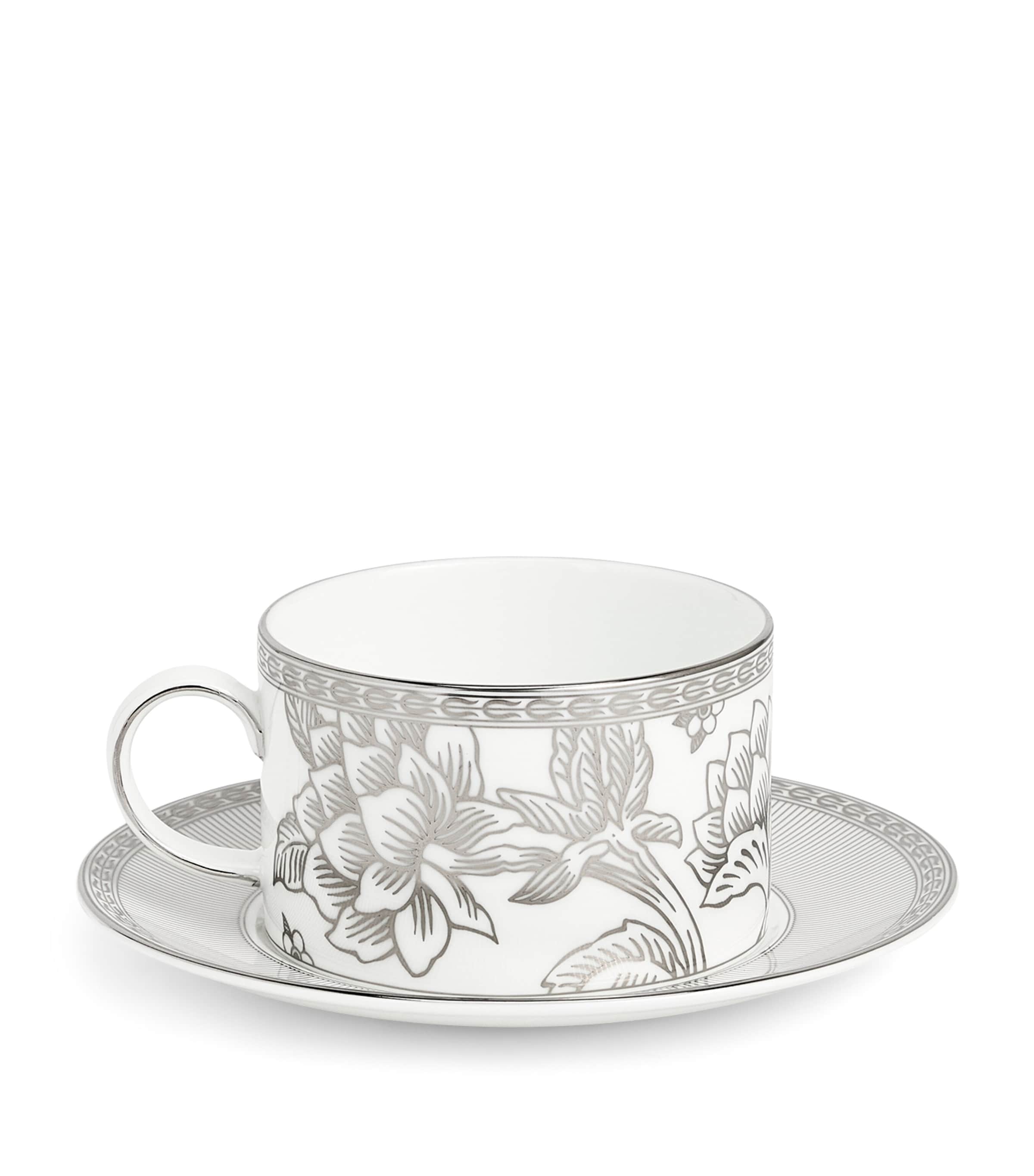 Wedgwood Silver Tonquin teacup and saucer (British brand)