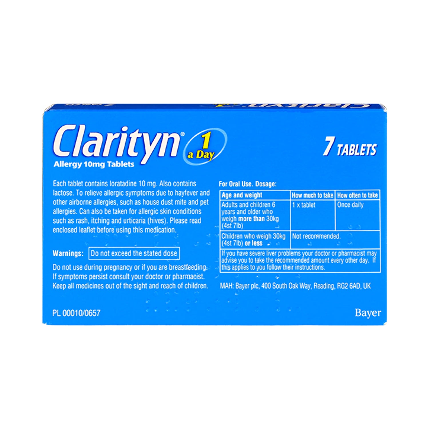 Clarityn allergy 10mg 10 tablets - British product