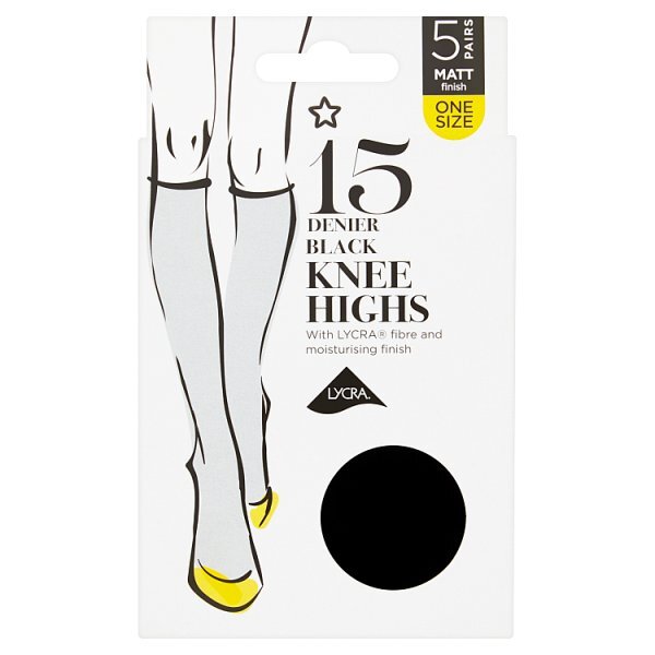 Superdrug 5 Pack 15 Denier Knee High Lycra Tights -Black GOODS Superdrug   