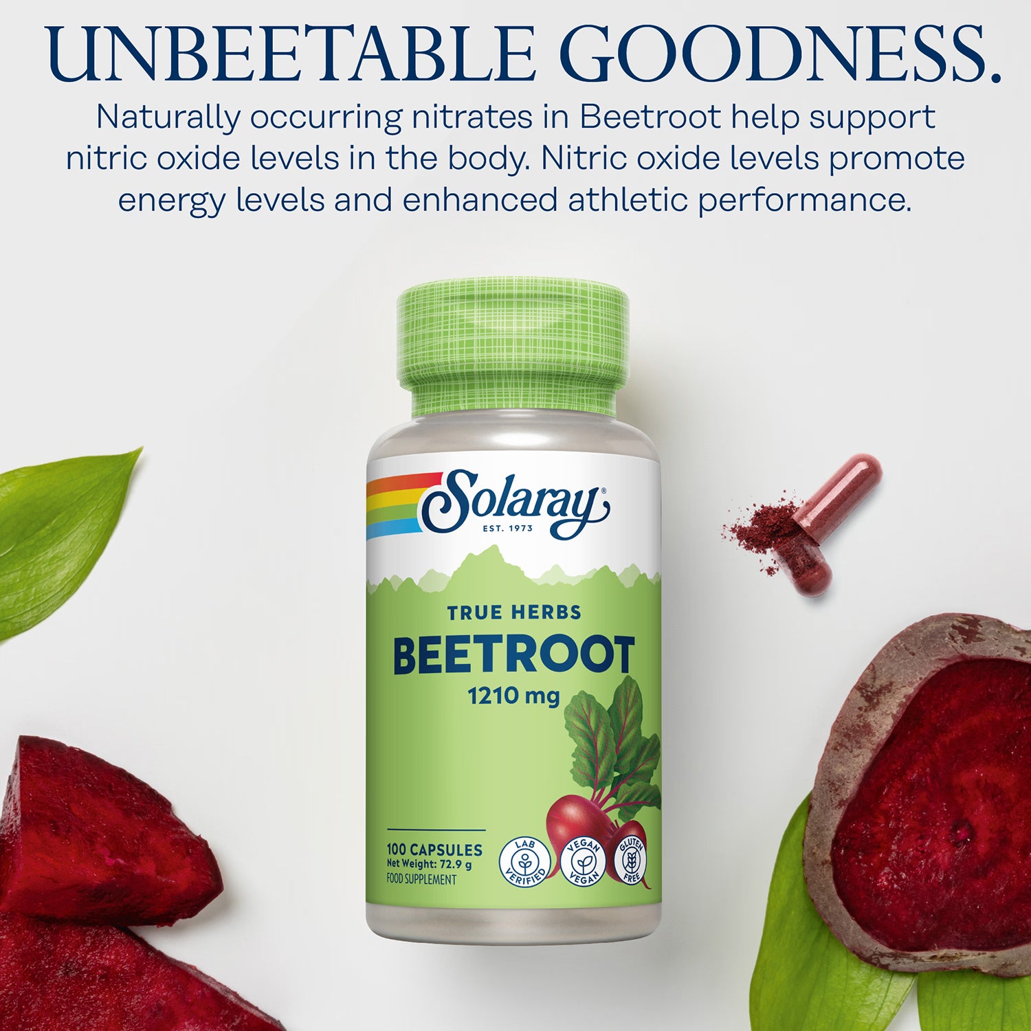 Solaray beetroot vegan capsules 100 capsules (British brand)