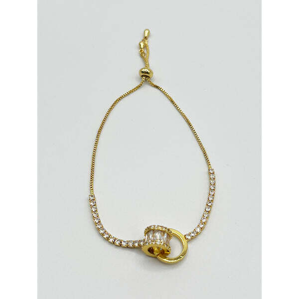 SVNX gold double ring diamante bracelet, UK version