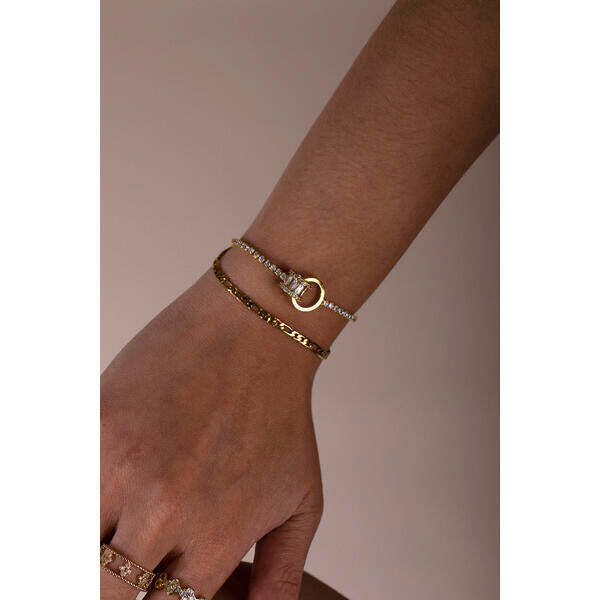 SVNX gold double ring diamante bracelet, UK version