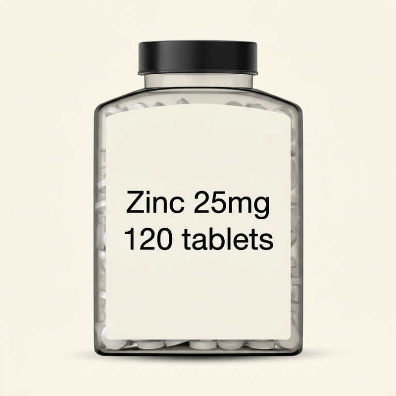 Holland & Barrett zinc 25mg tablets 120 count, imported from the UK