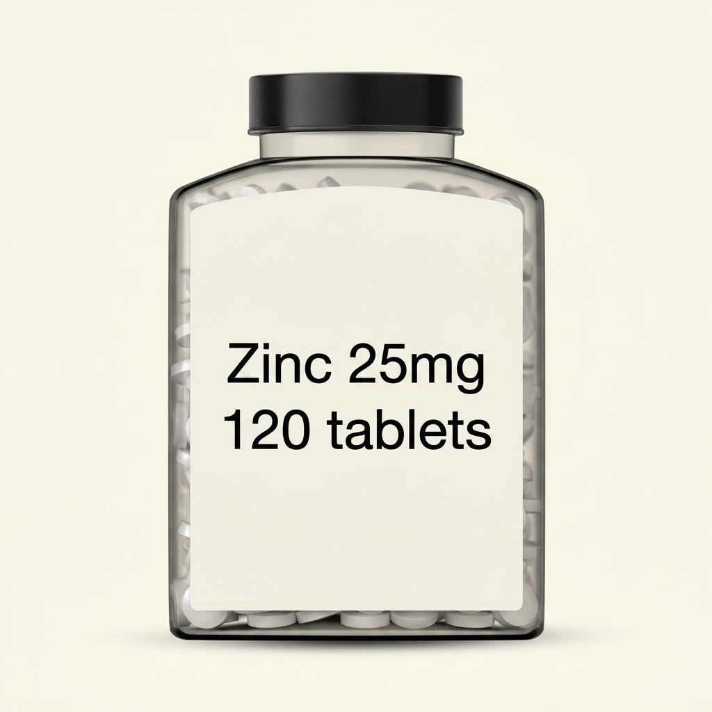 Holland & Barrett zinc 25mg tablets 120 count, imported from the UK