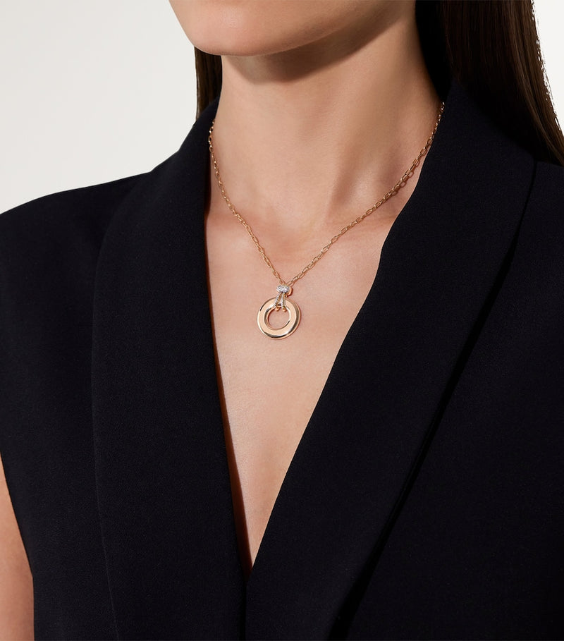 Pomellato Iconica rose gold diamond pendant necklace in 18kt gold, imported from the UK