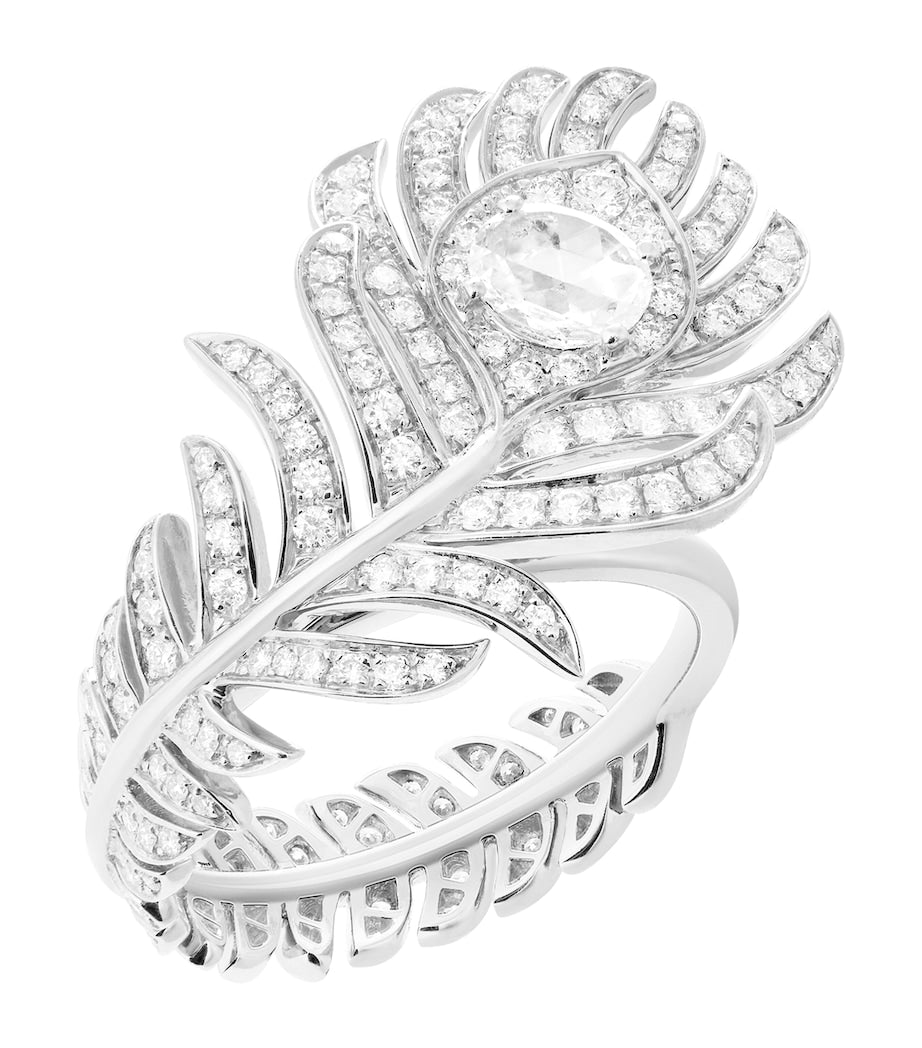 Boucheron white gold diamond Plume de Paon ring, UK version