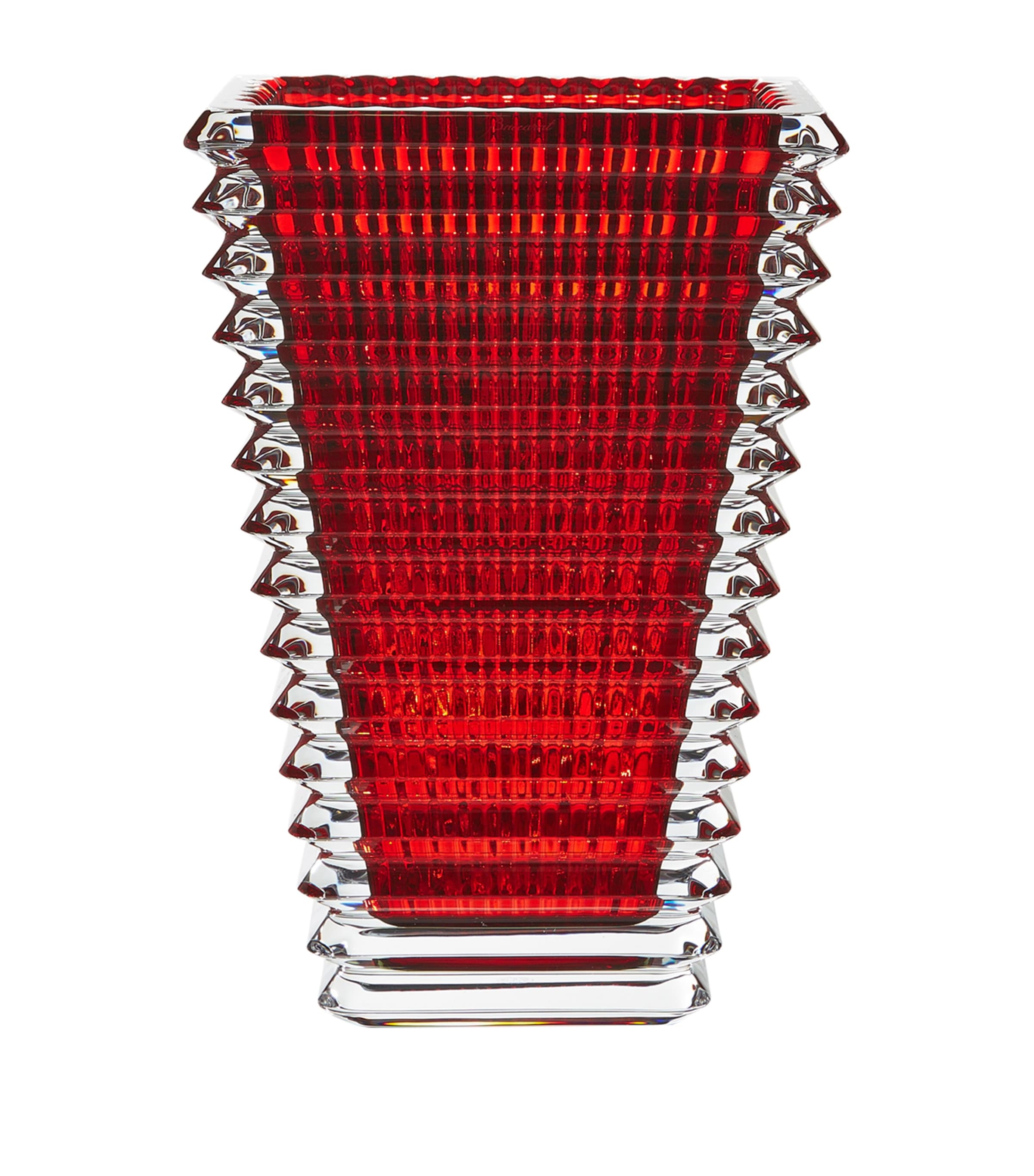 Baccarat rectangular red crystal vase 20cm - British product