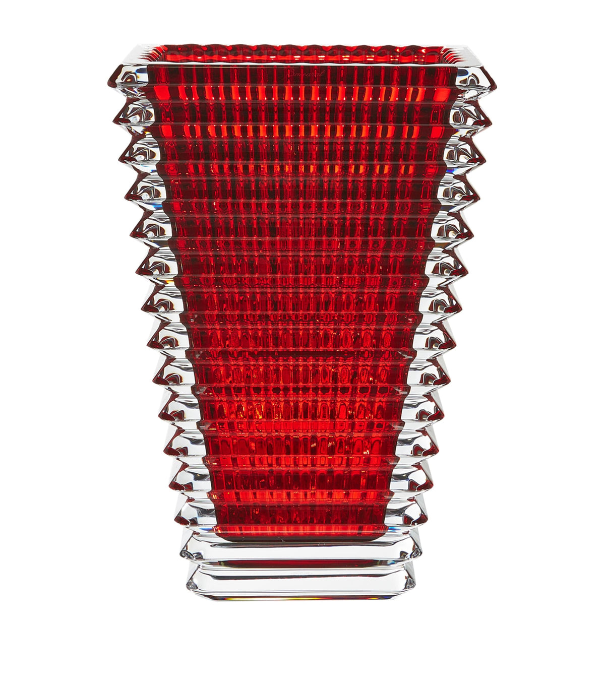 Baccarat rectangular red crystal vase 20cm - British product