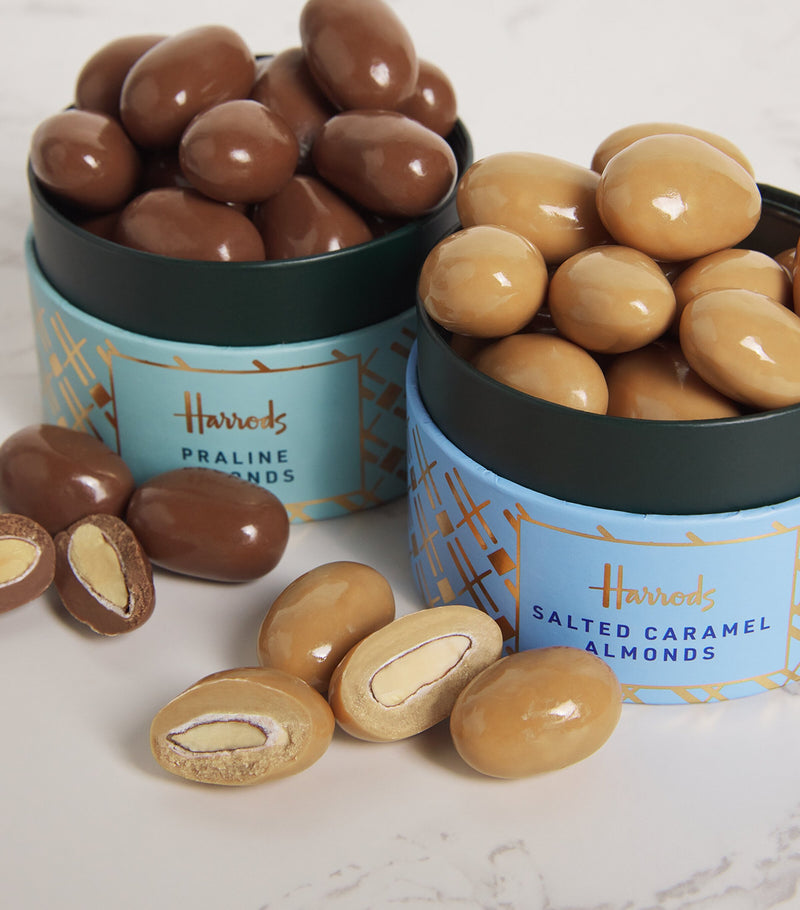 Harrods Chocolate Almonds Collection with salted caramel, praline, and cocoa-dusted varieties 310g, UK version