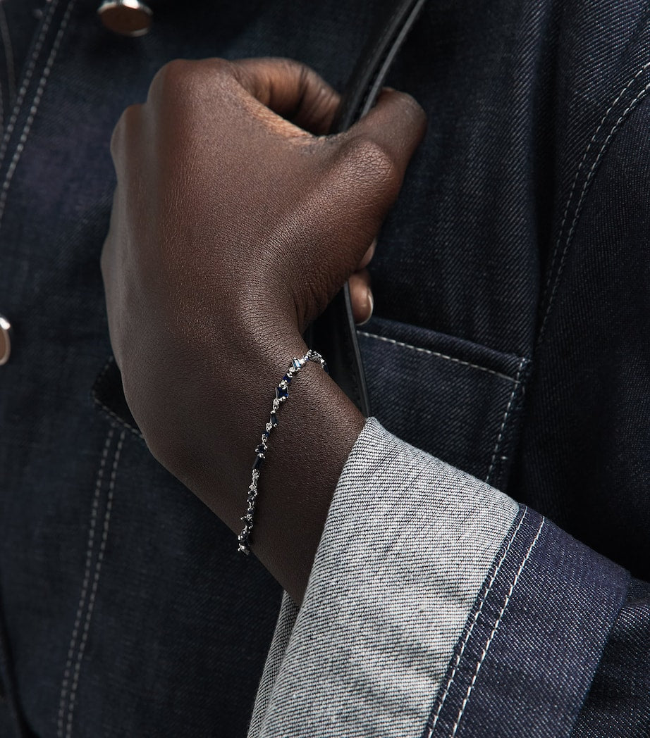 Suzanne Kalan white gold diamond and blue sapphire bracelet - British product