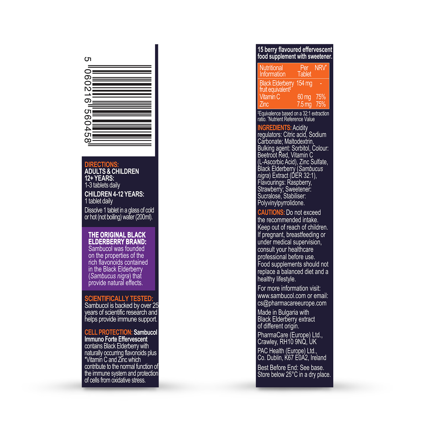 Sambucol Immune Support Tablets Berry Flavour 15 Tablets (British brand)