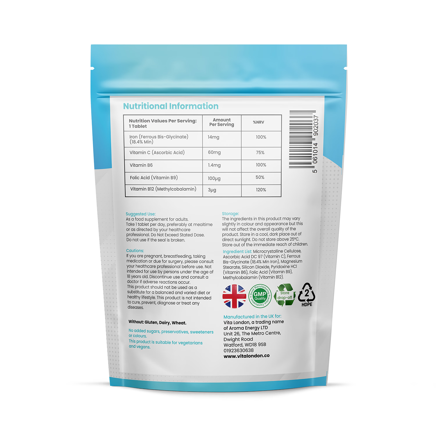 Vita London Gentle Iron Complex 120 tablets (British brand)