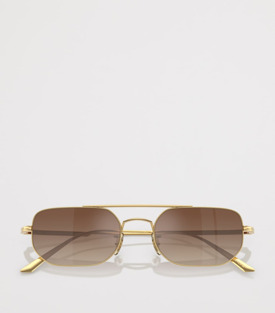 Oliver Peoples 1989C rechteckige Sonnenbrille mit verspiegelten Gläsern (britische Marke)