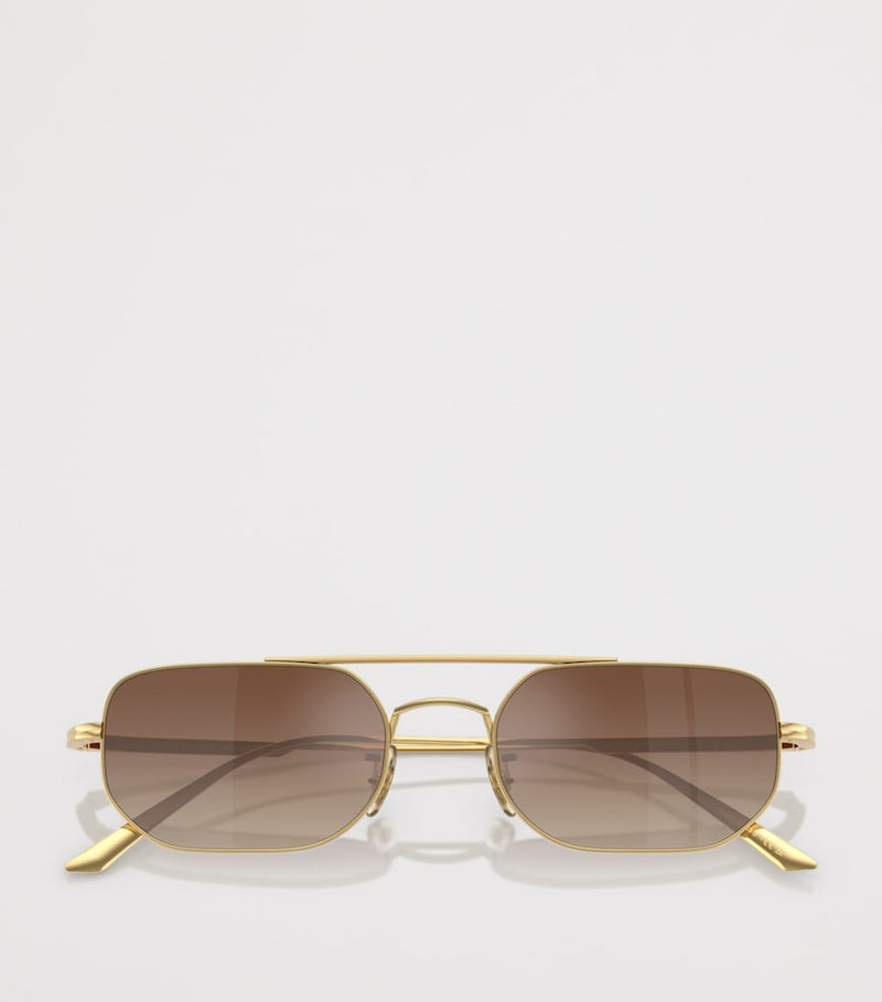 Oliver Peoples 1989C rechteckige Sonnenbrille mit verspiegelten Gläsern (britische Marke)