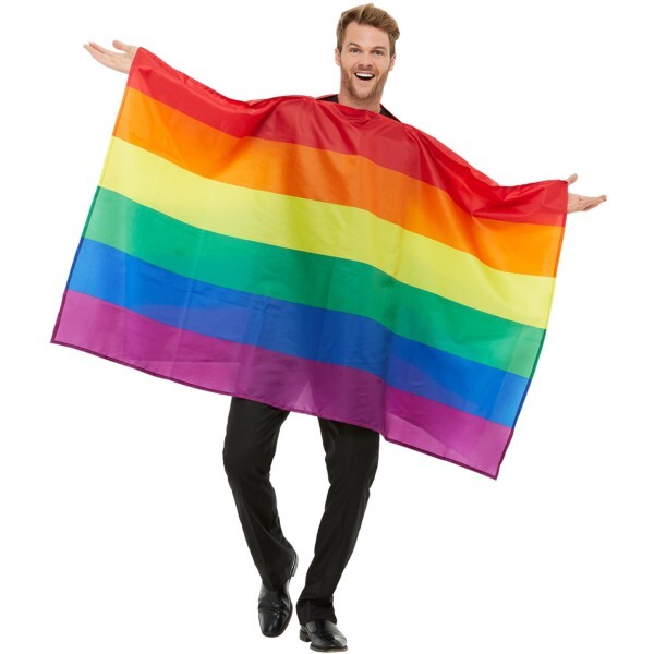 Smiffys rainbow flag costume multi-coloured, imported from the UK