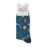 Mr Heron novelty bamboo socks solar system pattern (British brand)