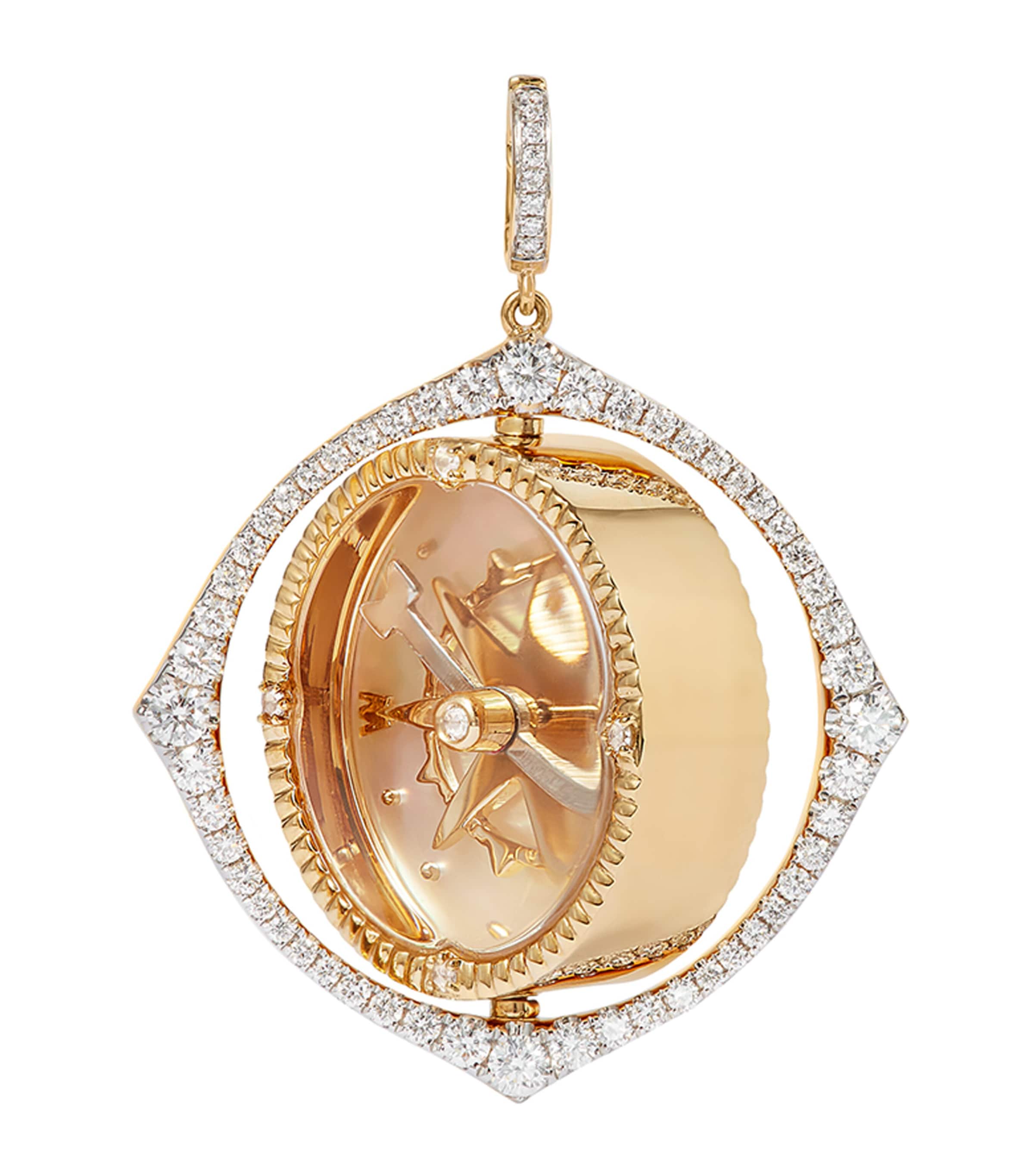 Annoushka yellow gold and diamond compass pendant, imported from the UK