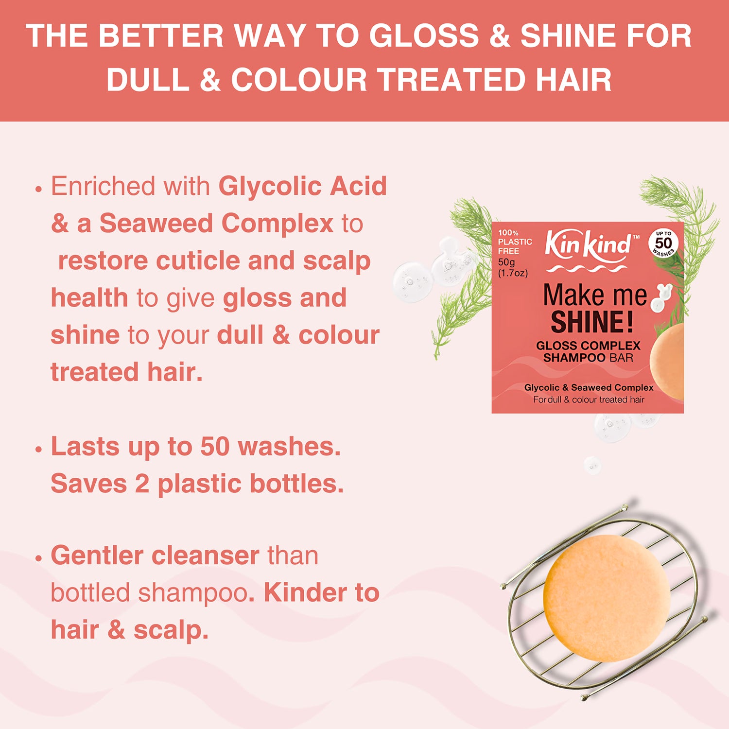 KinKind Make me SHINE shampoo bar 50g, UK version