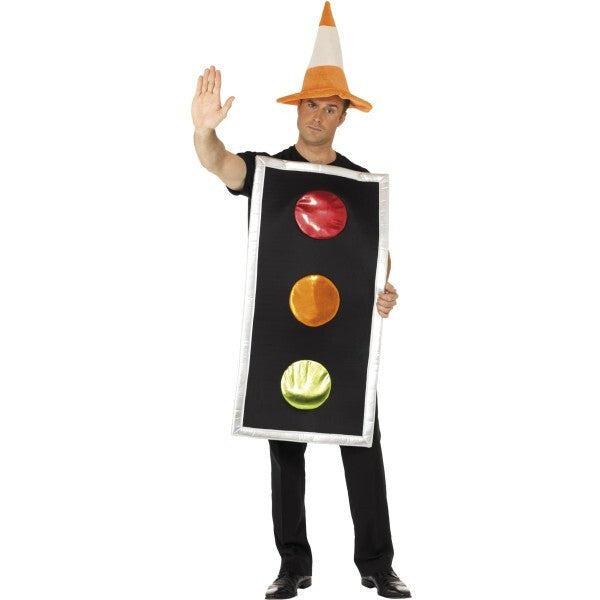 Smiffys traffic light costume black with cone hat (British brand)
