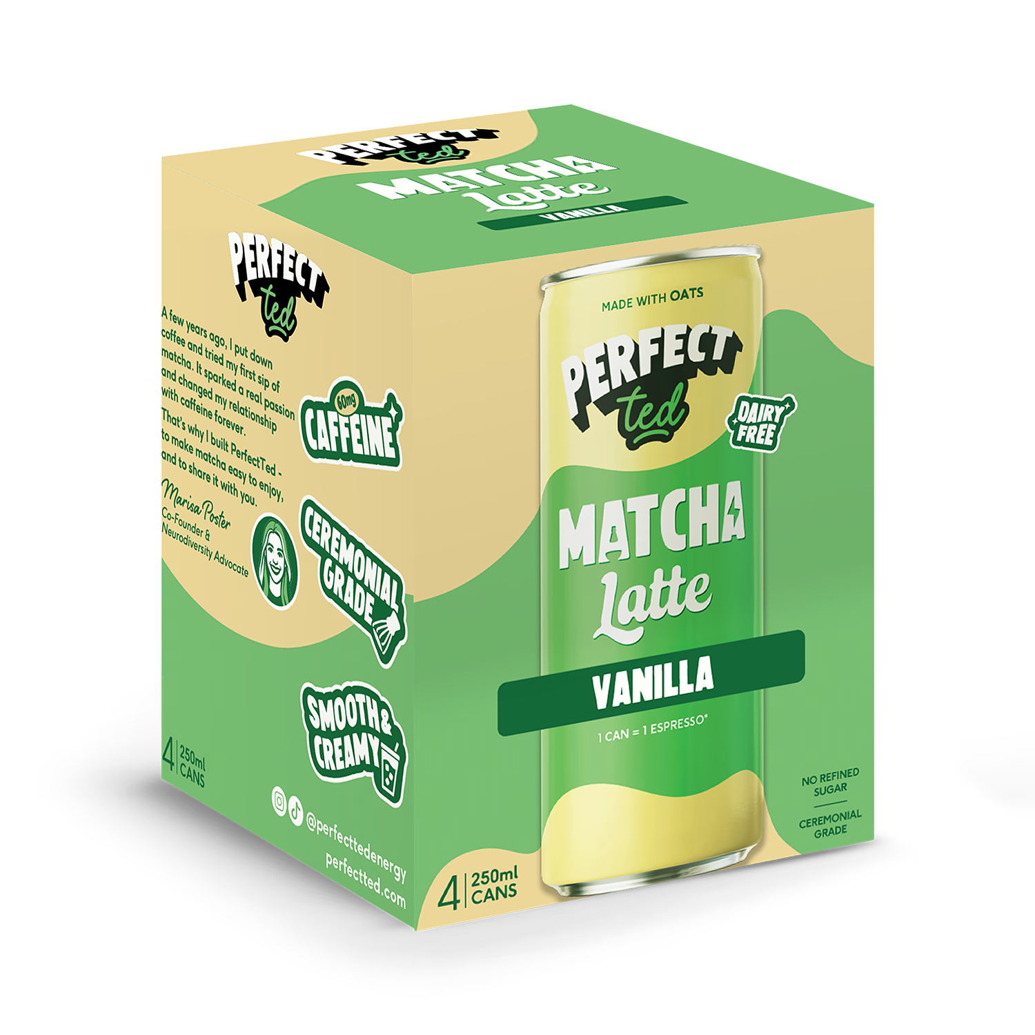 PerfectTed matcha latte vanilla 4x250ml (British brand)