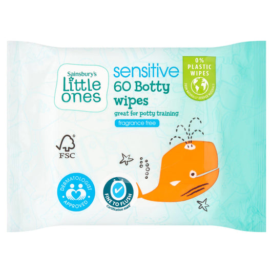 Sainsbury's Little Ones Sensitive Botty Wipes x60 baby wipes Sainsburys   
