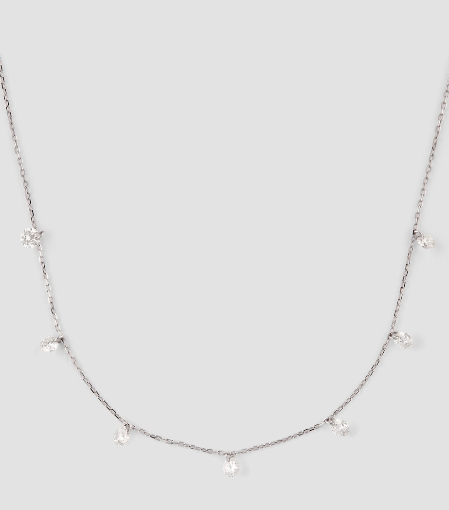 Persée white gold 7-stone diamond necklace 43cm, imported from the UK