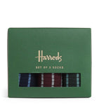 Harrods cotton-blend stripe ribbed socks pack of 3, UK version