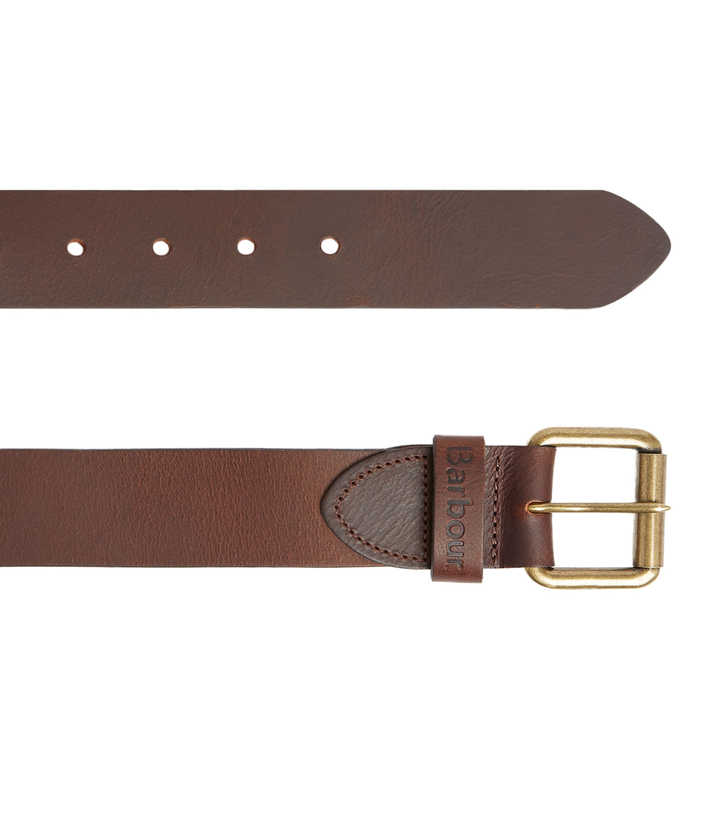 Barbour matte tan leather belt with gold buckle (British brand)
