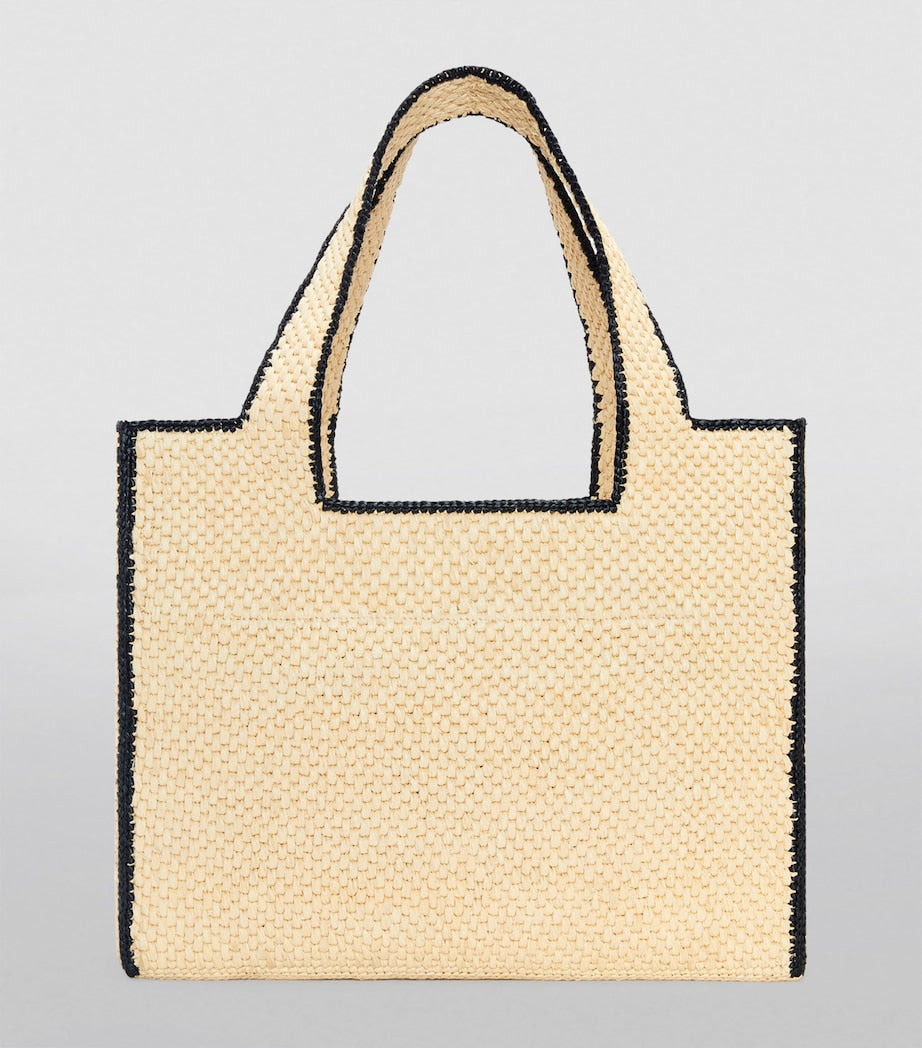 LOEWE Font tote bag in woven raffia with bold lettering (British brand)