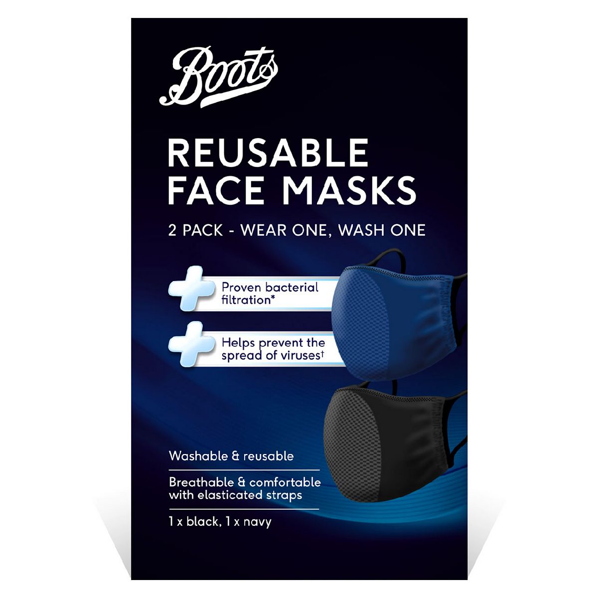 Boots Adults Reusable Face Masks - 2 Pack Face Coverings & Hand Sanitizer Boots   