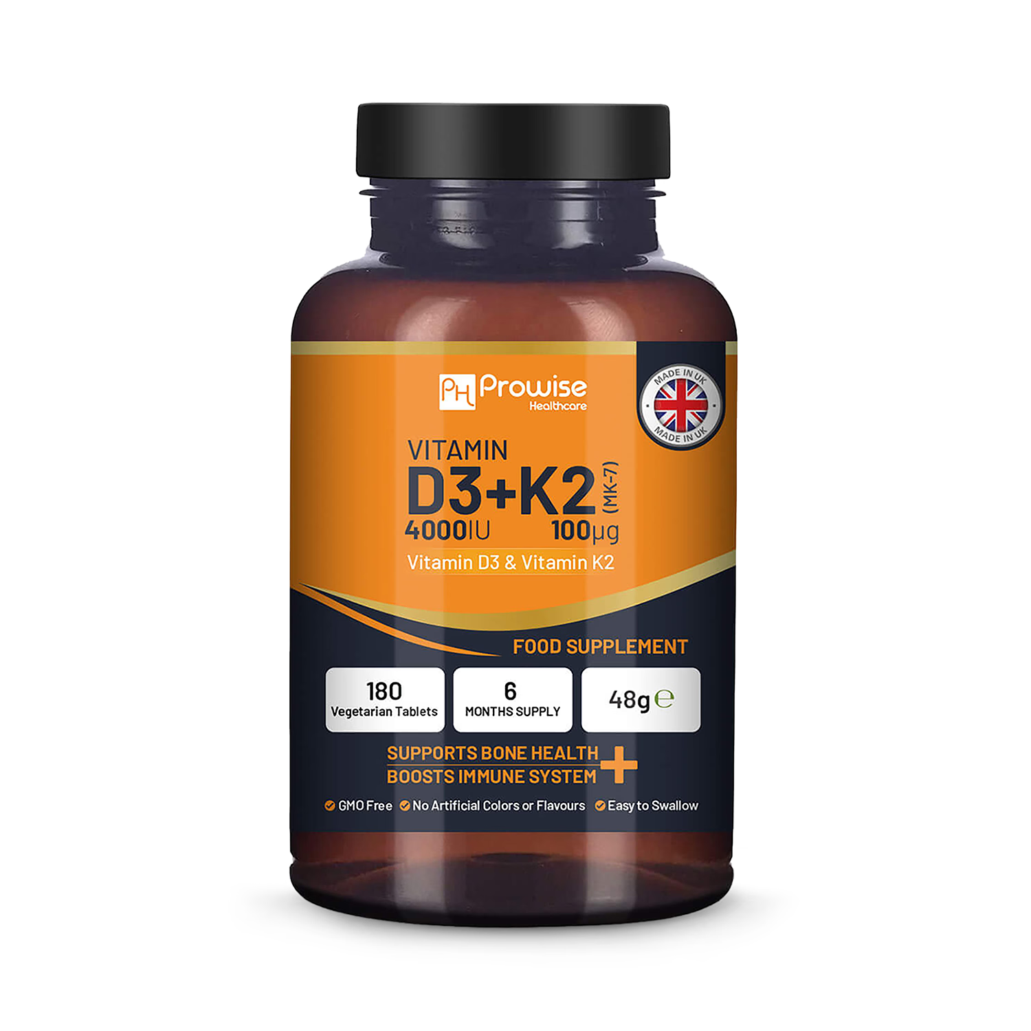 Prowise Healthcare Vitamin D3 4000IU & K2 MK7 100¬µg Vegetarian Tablets I 180 ( 6 Months Supply)