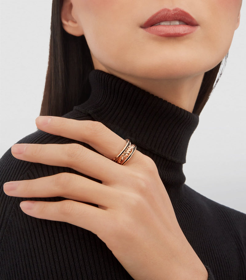 Bvlgari B.zero1 Rock two-band ring rose gold ceramic (British brand)