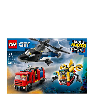 Harrods LEGO City Helicopter, Fire Truck & Submarine Remix 60462 Toy Building Set- Buy online at McGrocer