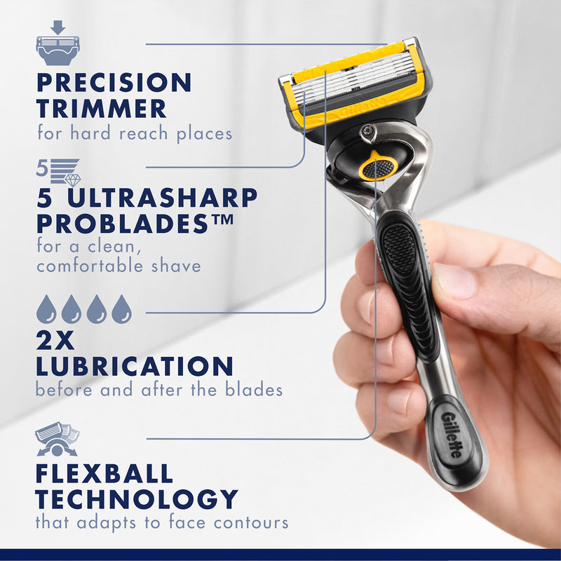 Gillette ProShield Power men's razor with ComfortGlide technology (British brand)