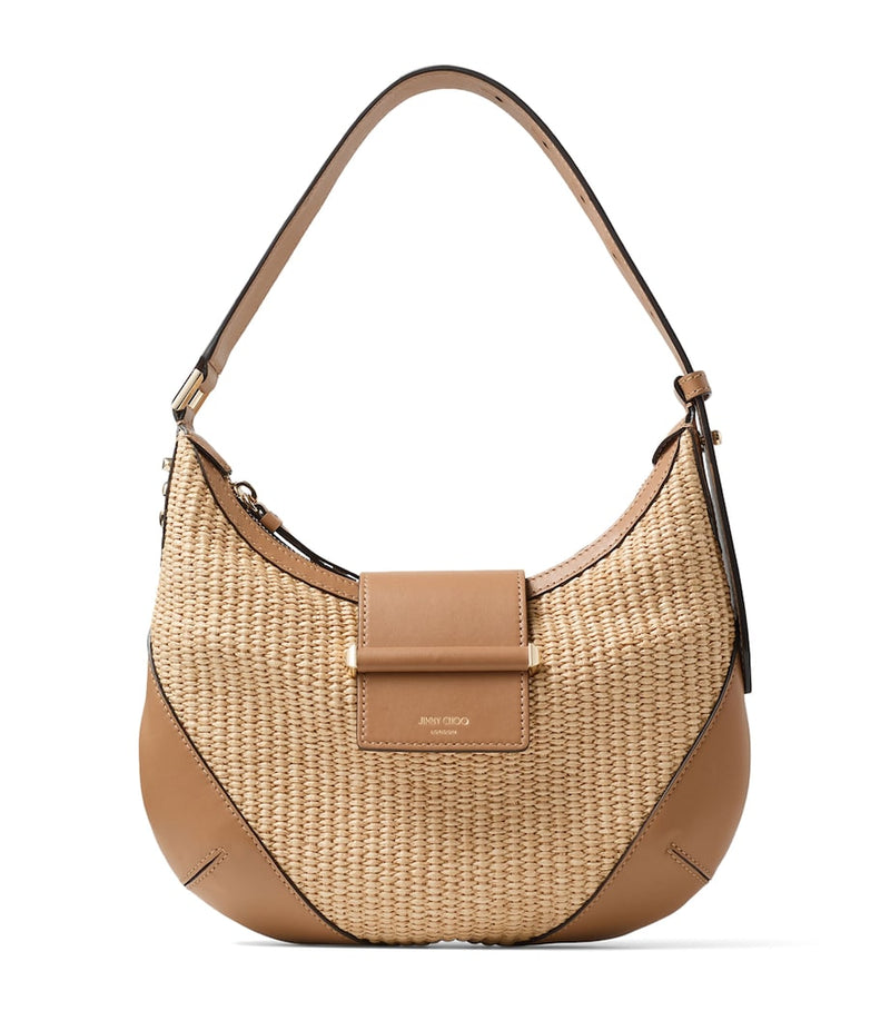 Jimmy Choo small raffia Bar shoulder bag, imported from the UK