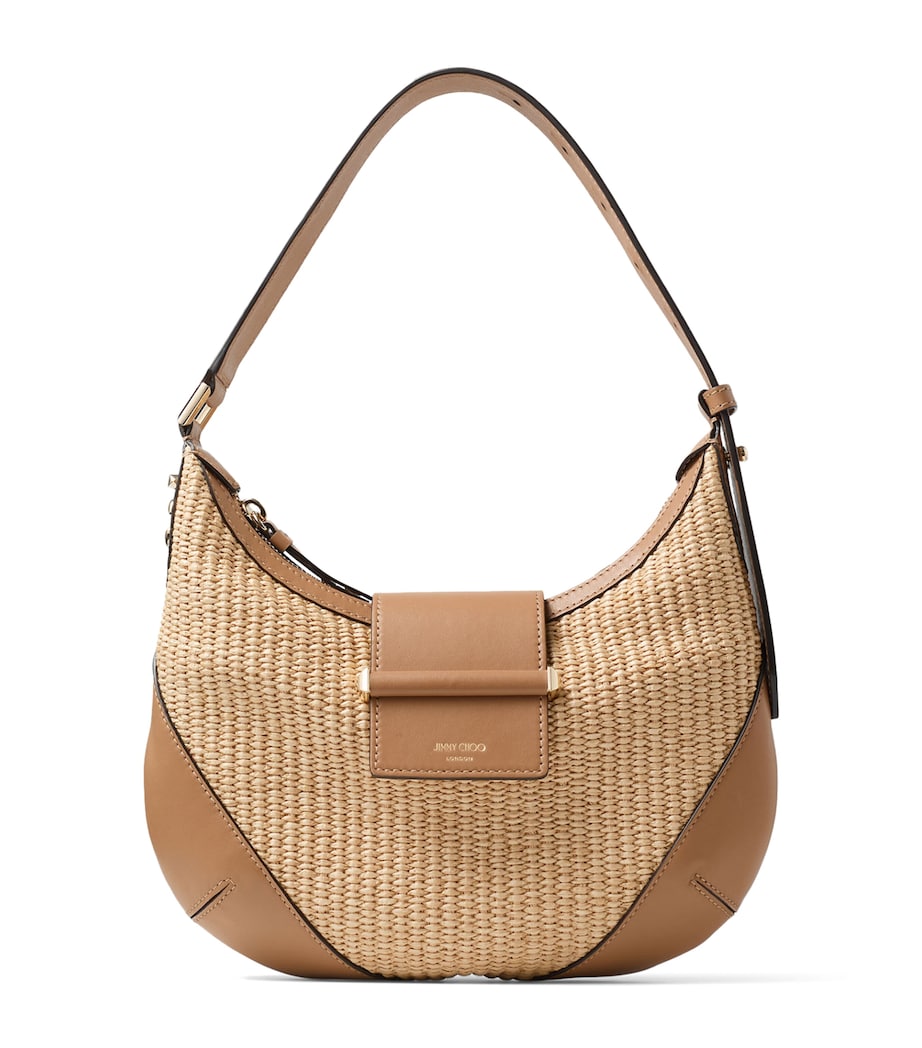 Jimmy Choo small raffia Bar shoulder bag, imported from the UK
