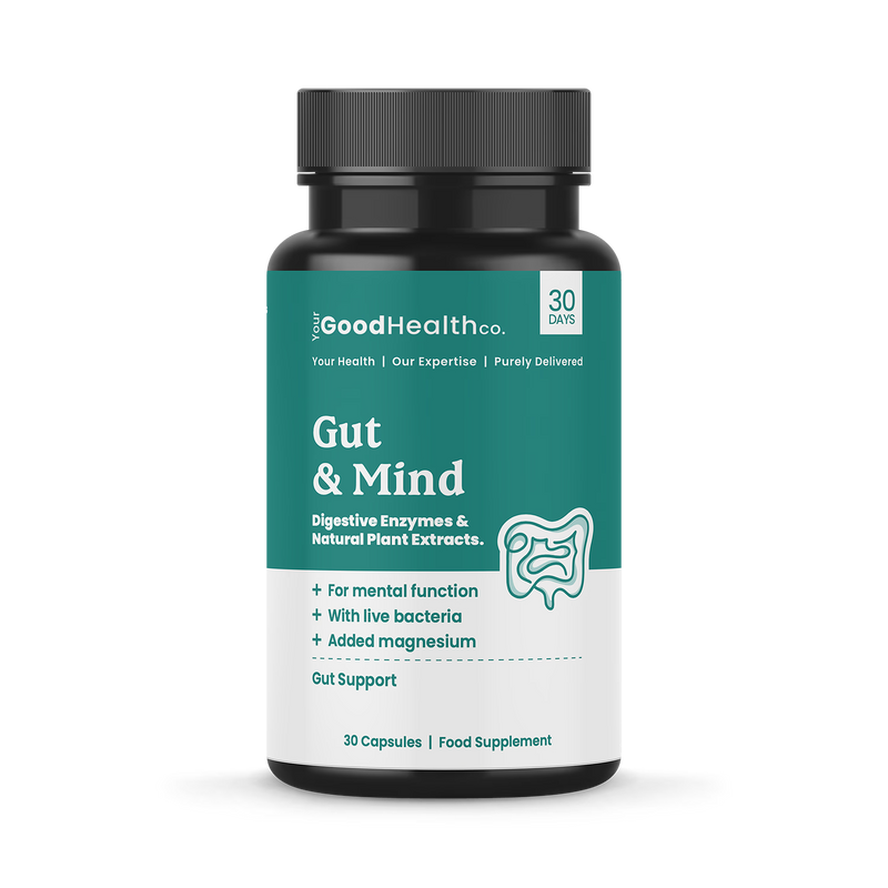 Your Good Health Co gut and mind supplement 60 capsules, imported from the UK
