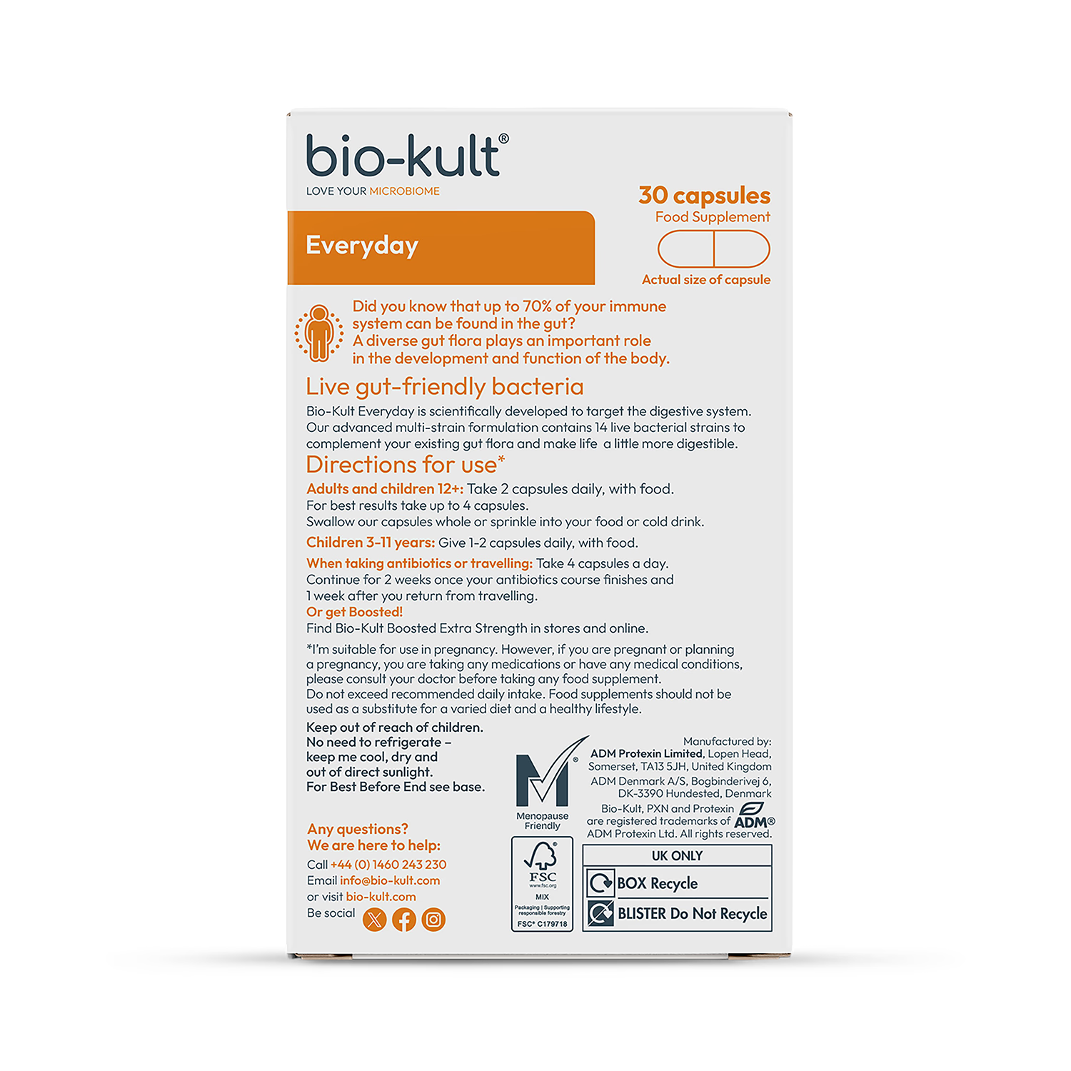 Bio-Kult Multi-Strain Probiotic Supplement 30 Capsules - British product