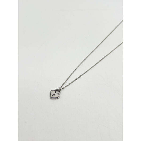 SVNX heart keyhole necklace in silver stainless steel - British product