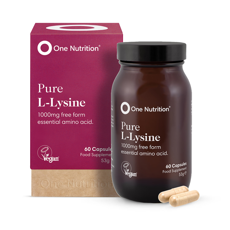 One Nutrition L-Lysine supplement 60 capsules, imported from the UK