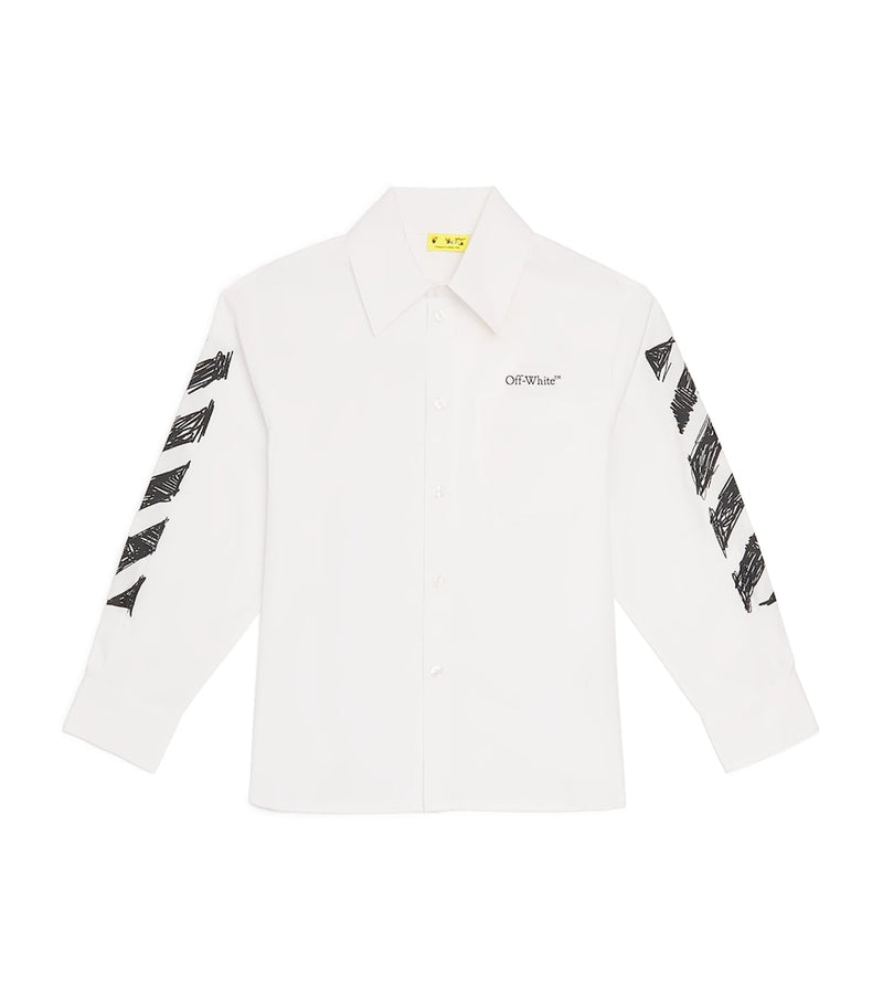 Off-White kids cotton diagonal sketch shirt (4-12+ years), imported from the UK