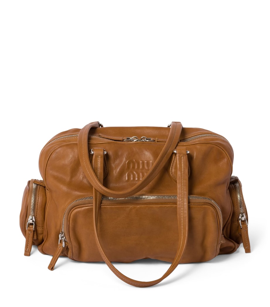 Miu Miu nappa leather top-handle bag with pockets (British brand)