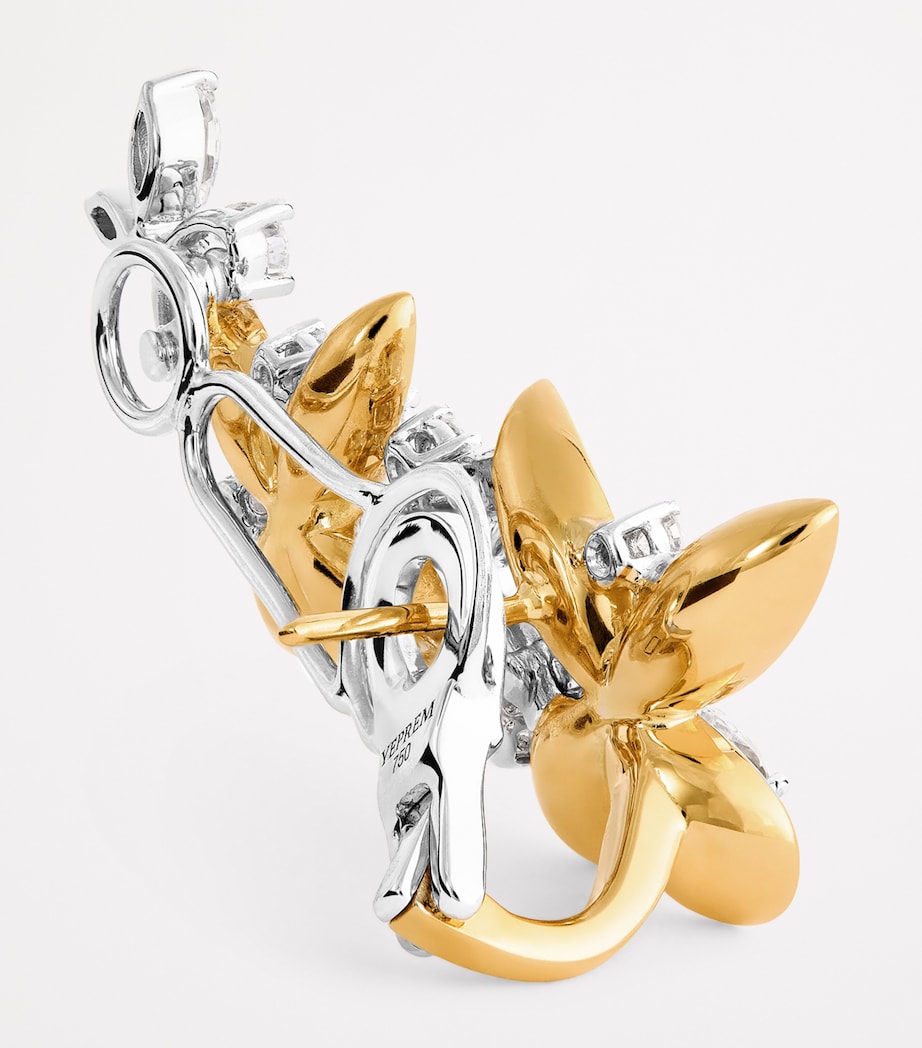 Yeprem butterfly climber earrings with gold and diamonds (British brand)