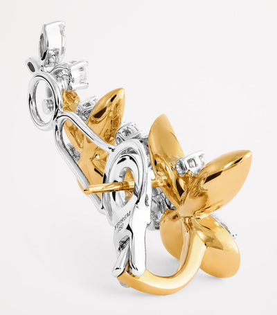 Boucles d'oreilles papillon en or jaune et diamants Yeprem